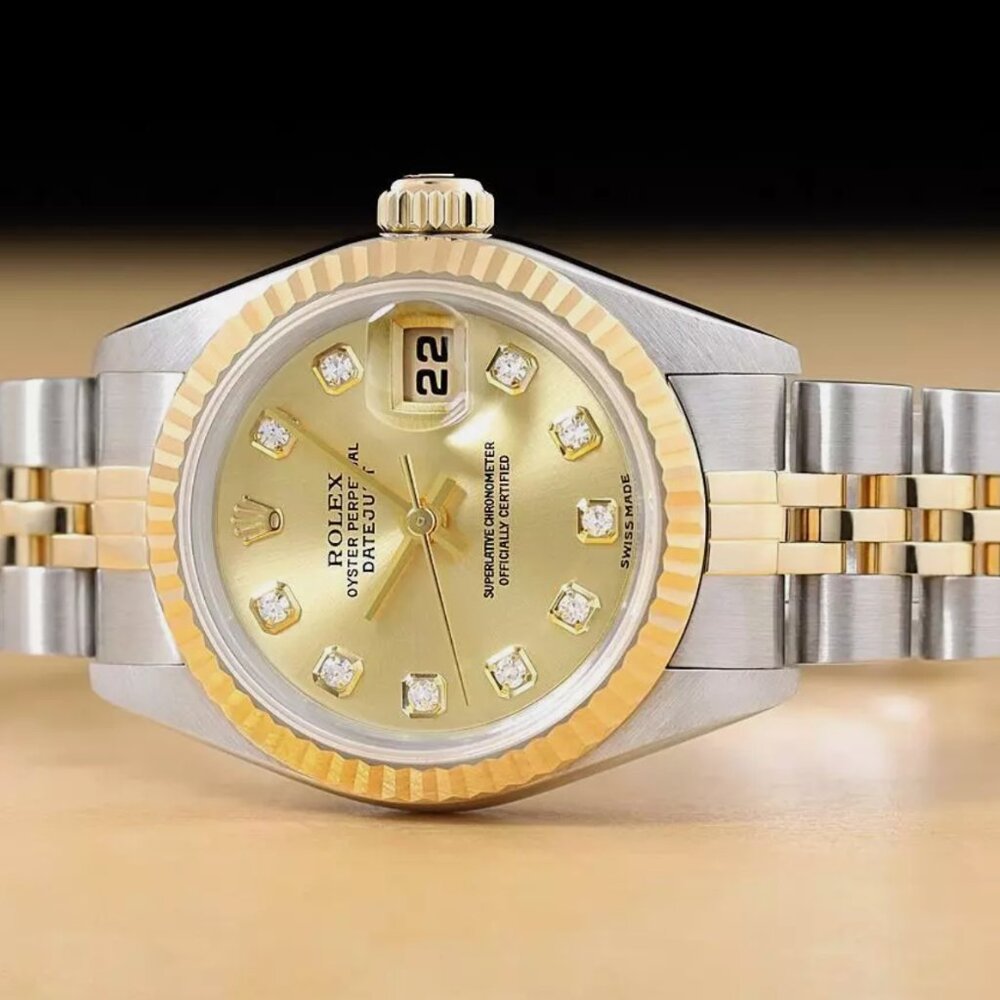 ROLEX 18KT LADIES DATEJUST FACTORY DIAMOND DIAL 18K WATCH - Picture 3 of 7